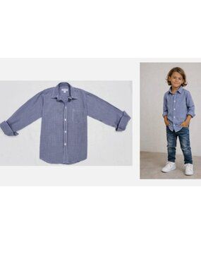 BOY'S STEVEN ALAN NY BOUTIQUE COOL REVERSE SEAM PLAID CHECK BUTTON-DOWN SHIRT 6